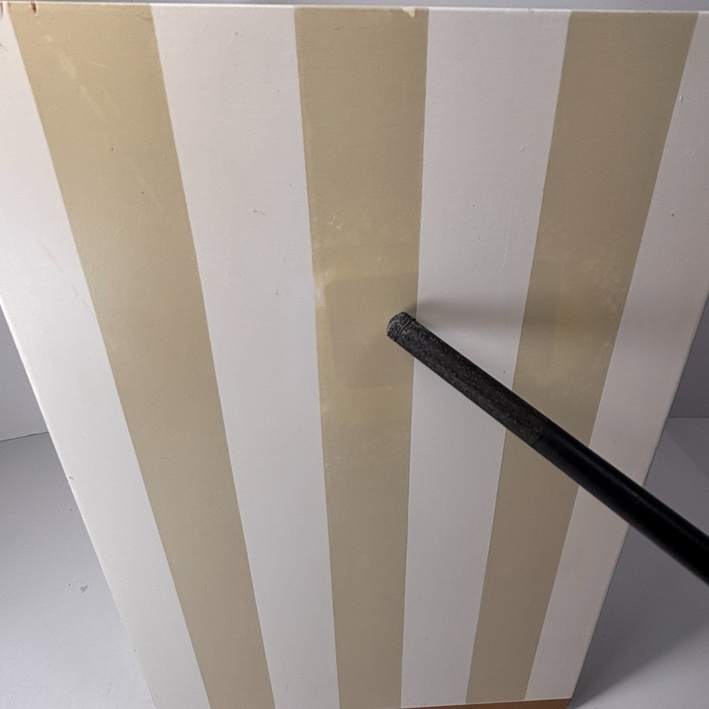 Vintage Pink French Tres Waste Basket Pin Stripe Gold Girly Powder Room Decor - Picture 8 of 12